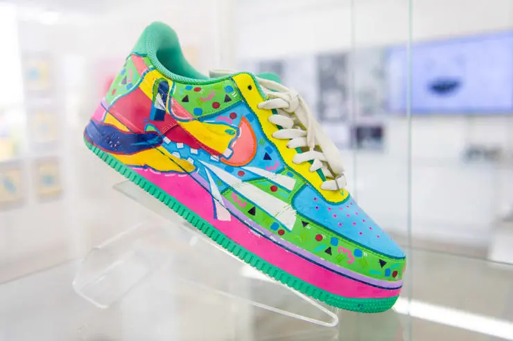 A brightly decorated trainer