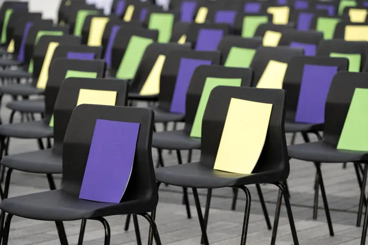 Some of the 200 chairs