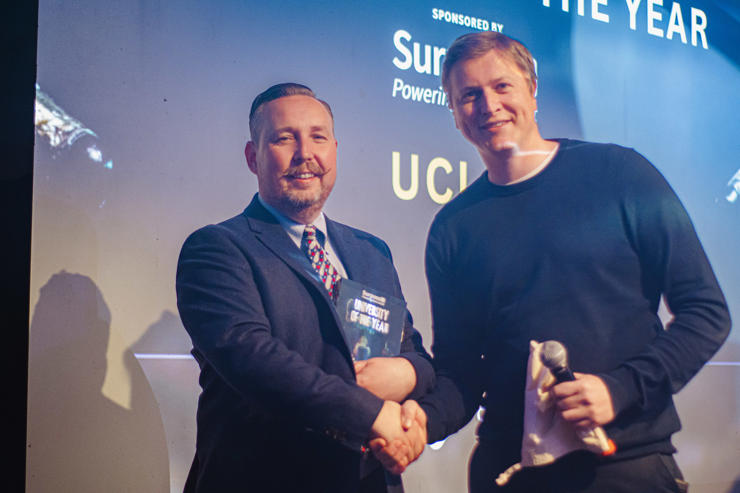 Professor Peter Lloyd accepts the Edufuturists University of the Year award