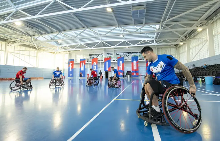 England Wheelchair rugby league team in training