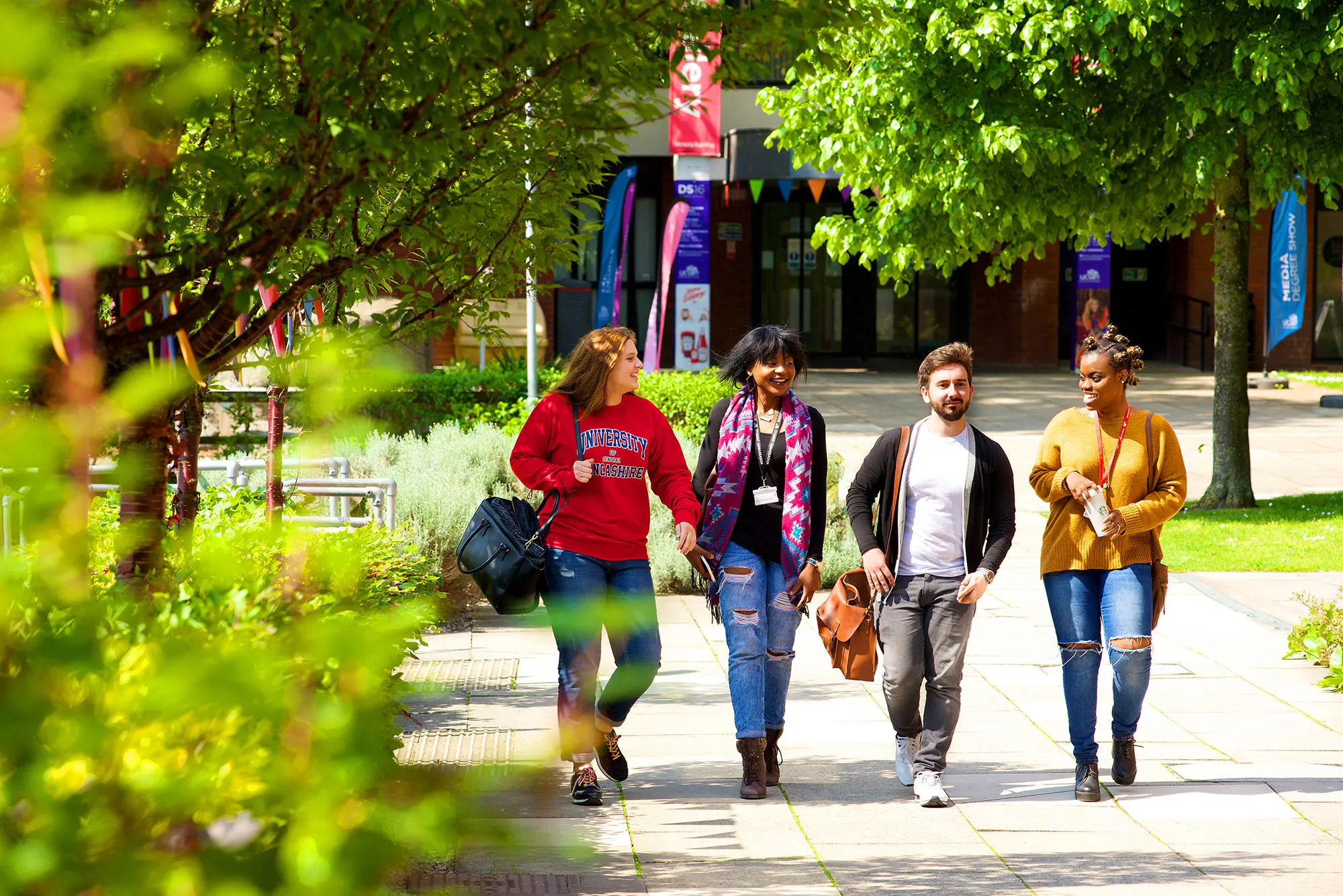 Student walking through the UCLan campus
