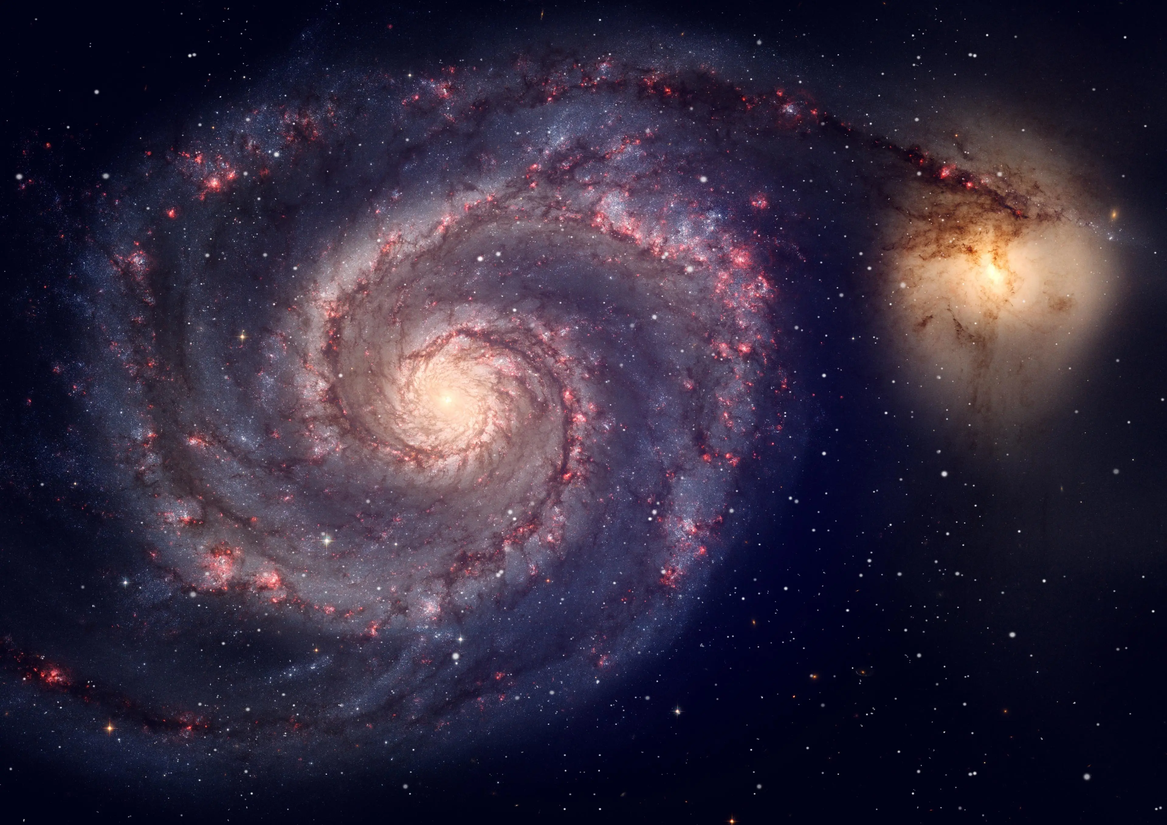 artist impression of stars and spiral galaxy