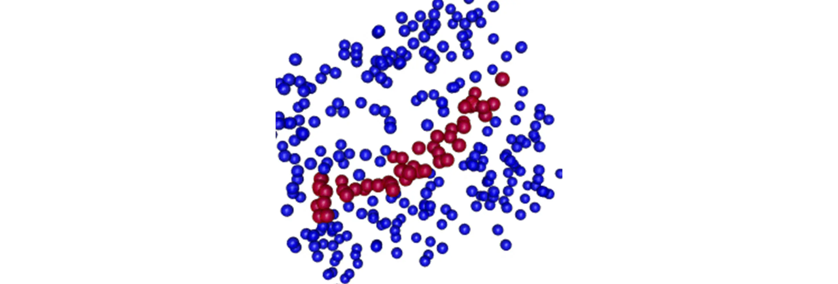 The red spheres represent the Magnesium (Mg) II members in the GA and the blue spheres represent the Mg II members in the rest of the field