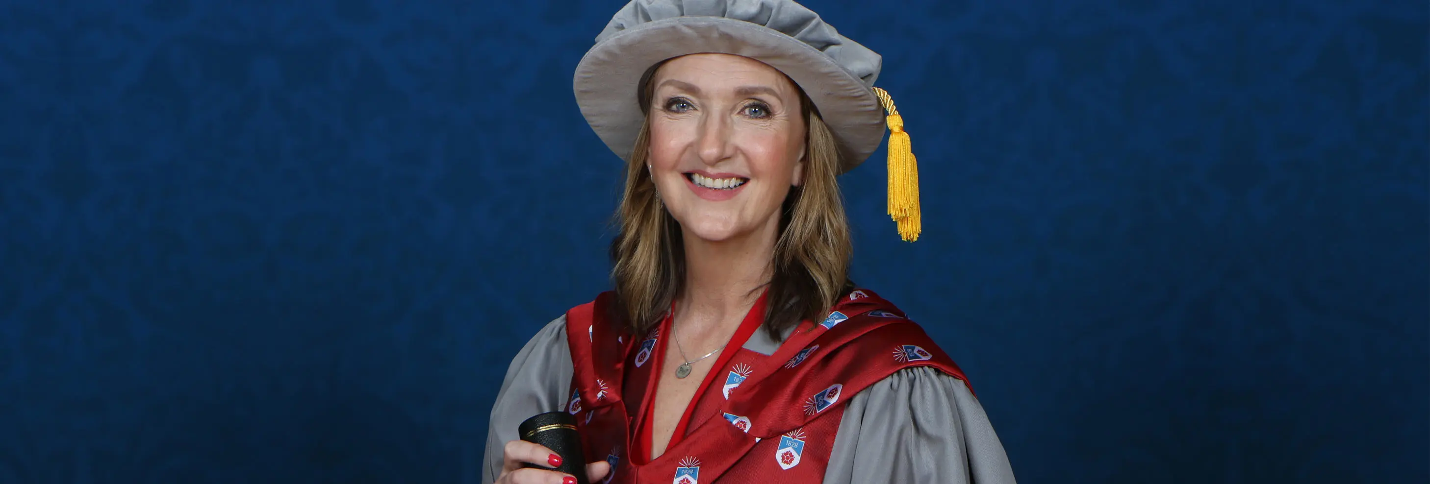 Victoria Derbyshire wearing her academic gown