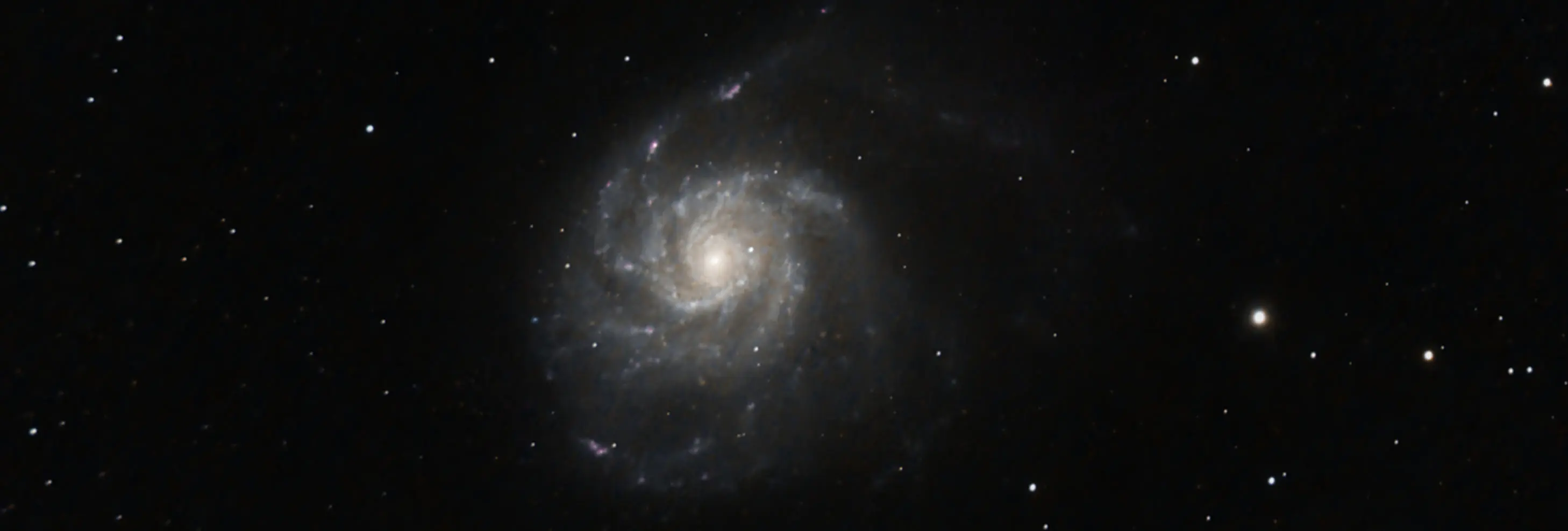 The Pinwheel Galaxy (also known as Messier 101, M101 or NGC 5457) is a face-on spiral galaxy 21 million light-years away from Earth in the constellation Ursa Major. Telescope 153 mm CCD Camera Exposure 600 seconds 17 shots combined into a picture
