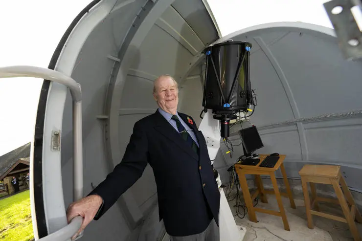 Patrick Holden with the new Isabella Holden Telescope.