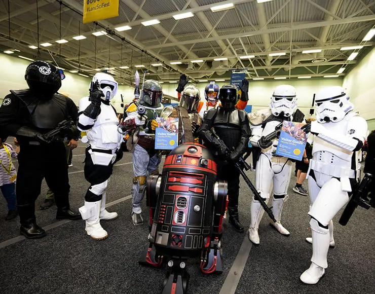 Volunteers from Starwars costume charity 99th Garrison on the Lancashire Science Festival Showfloor