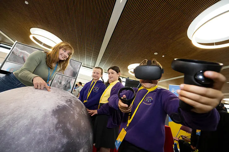 Pupils from John Cross Primary School use virtual reality to visit the International Space Station