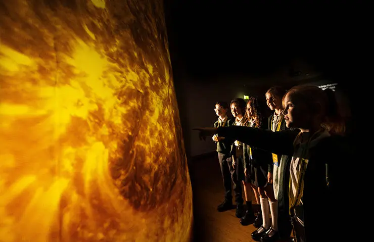 Weeton Primary School pupils see the Sun in close range as part of the From the Earth to the Sun experience using real NASA footage