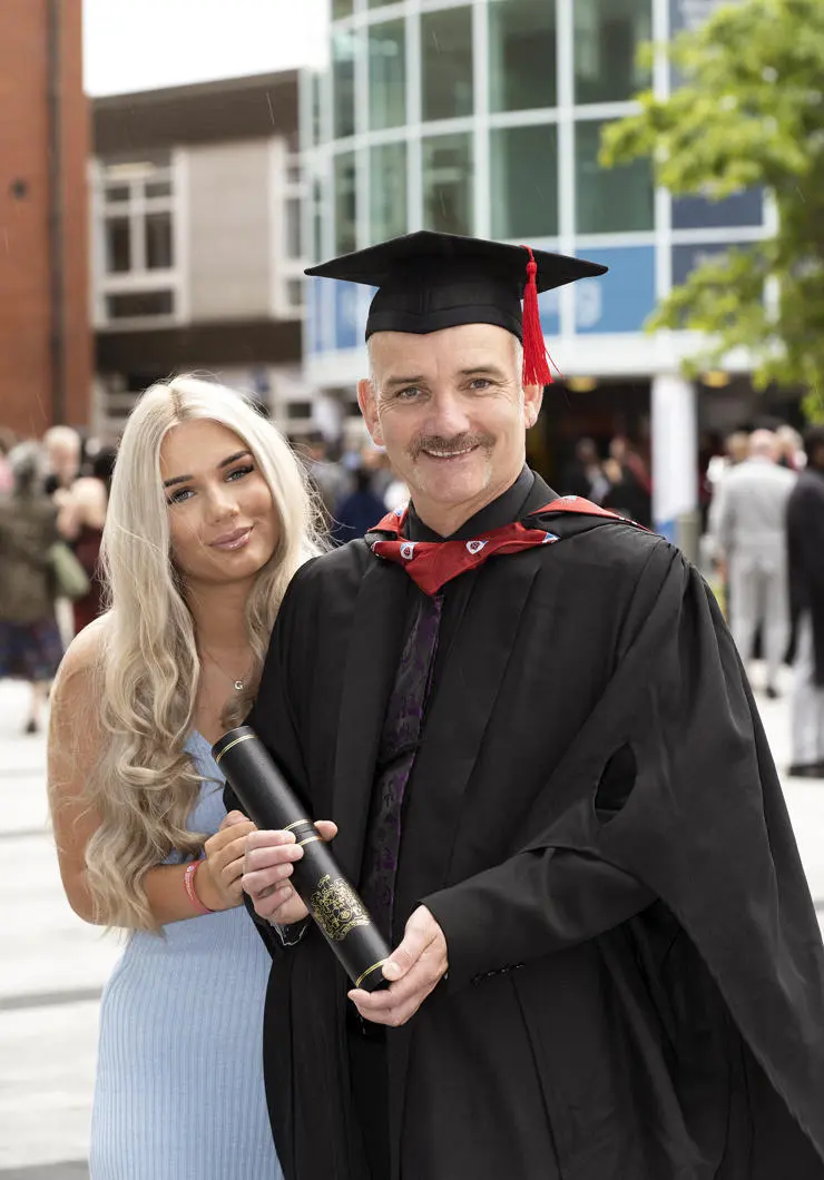 New UCLan graduate Sean Livesey and daughter Georgina