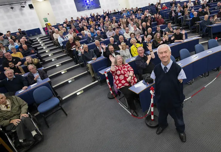 Professor Derek Ward-Thompson pictured at a previous lecture he gave on the subject of black holes. 