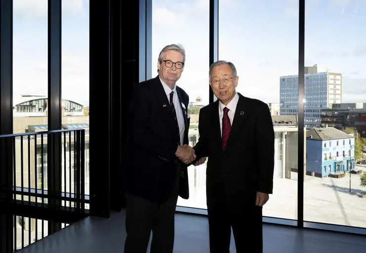 Professor StJohn Crean, UCLan Pro Vice-Chancellor (Research and Enterprise), and Ban Ki-moon