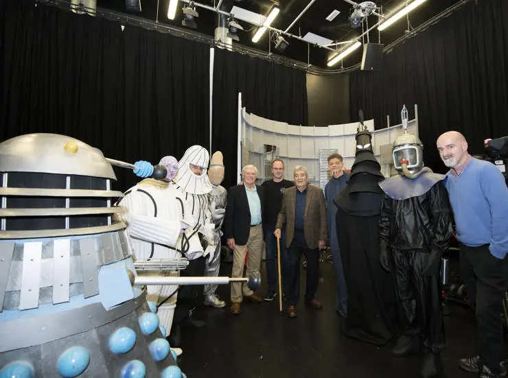 Some of the Doctor Who cast and crew with actors Peter Purves & Edward De Souza and voice of the Daleks Nicholas Briggs