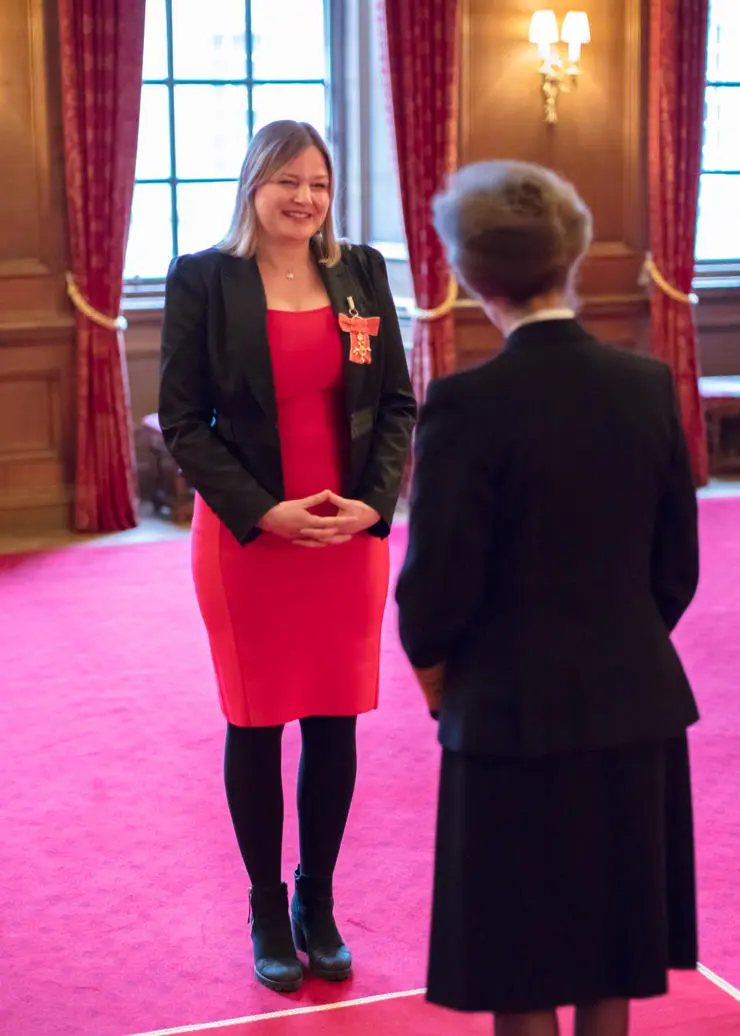 Dr Heather Bacon OBE talking to Princess Anne