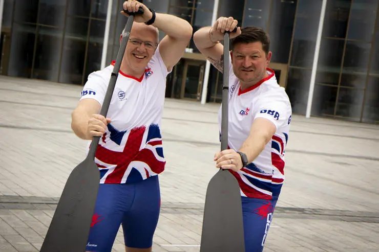 Ian Carrie and Tony Dickson who are representing Great Britain in the over 40s dragon boat team