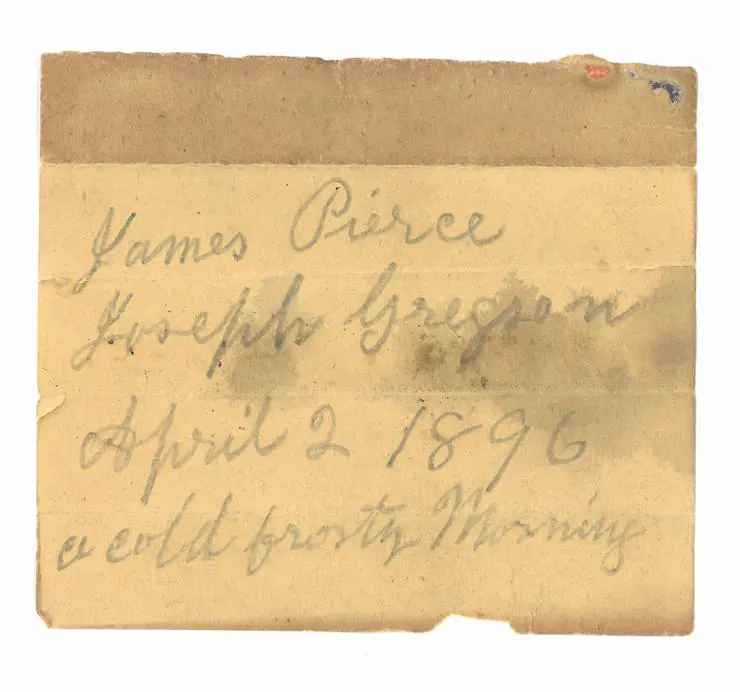 Handwritten note on the back of the 1896 lottery ticket