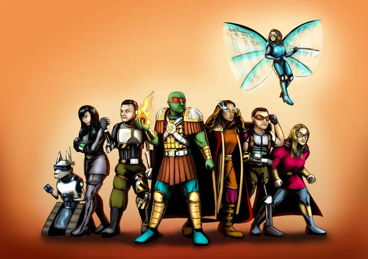 Group image of the UCLan academics as their superhero counterparts.