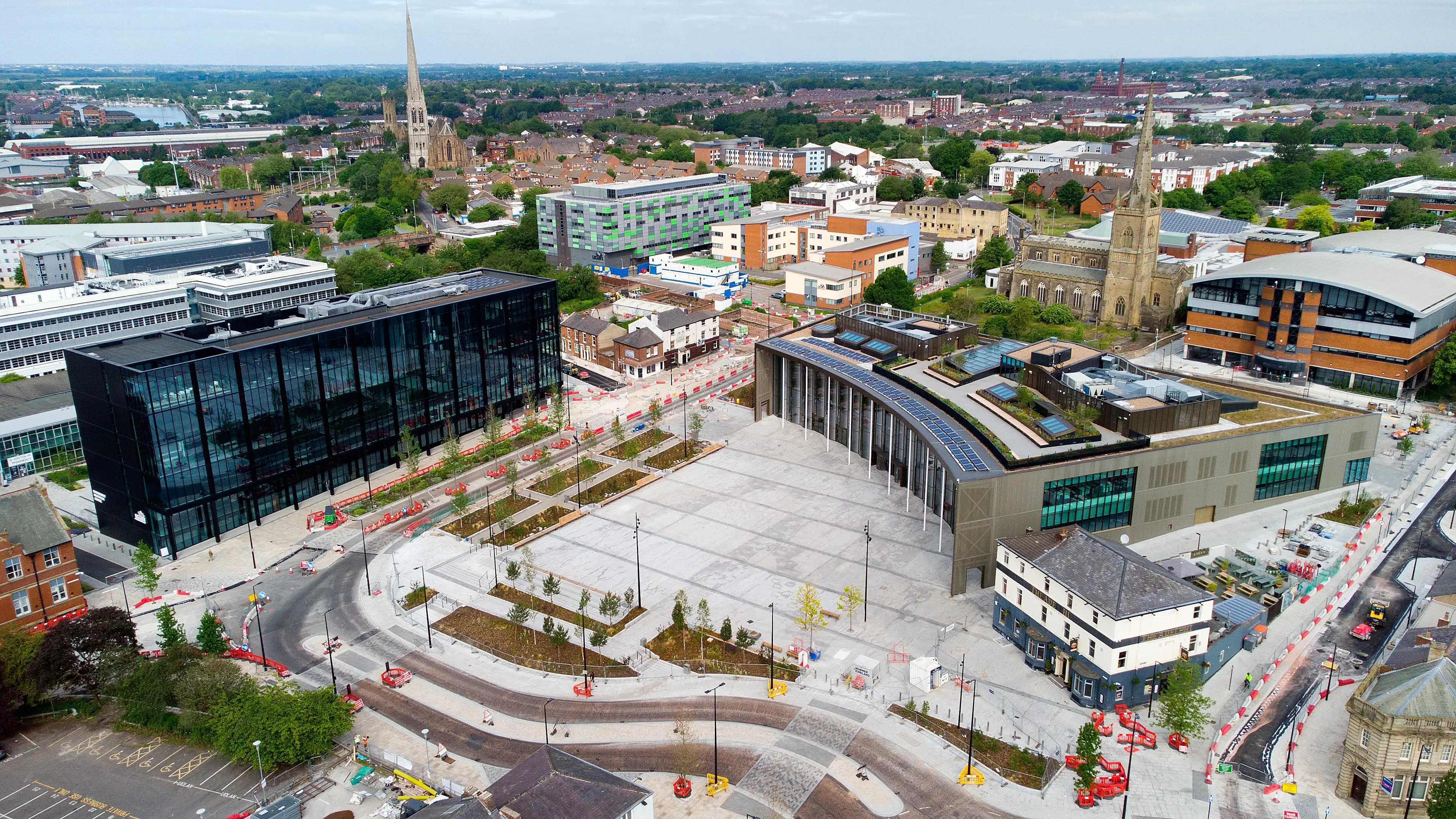 Aerial view of Student Centre and University Square