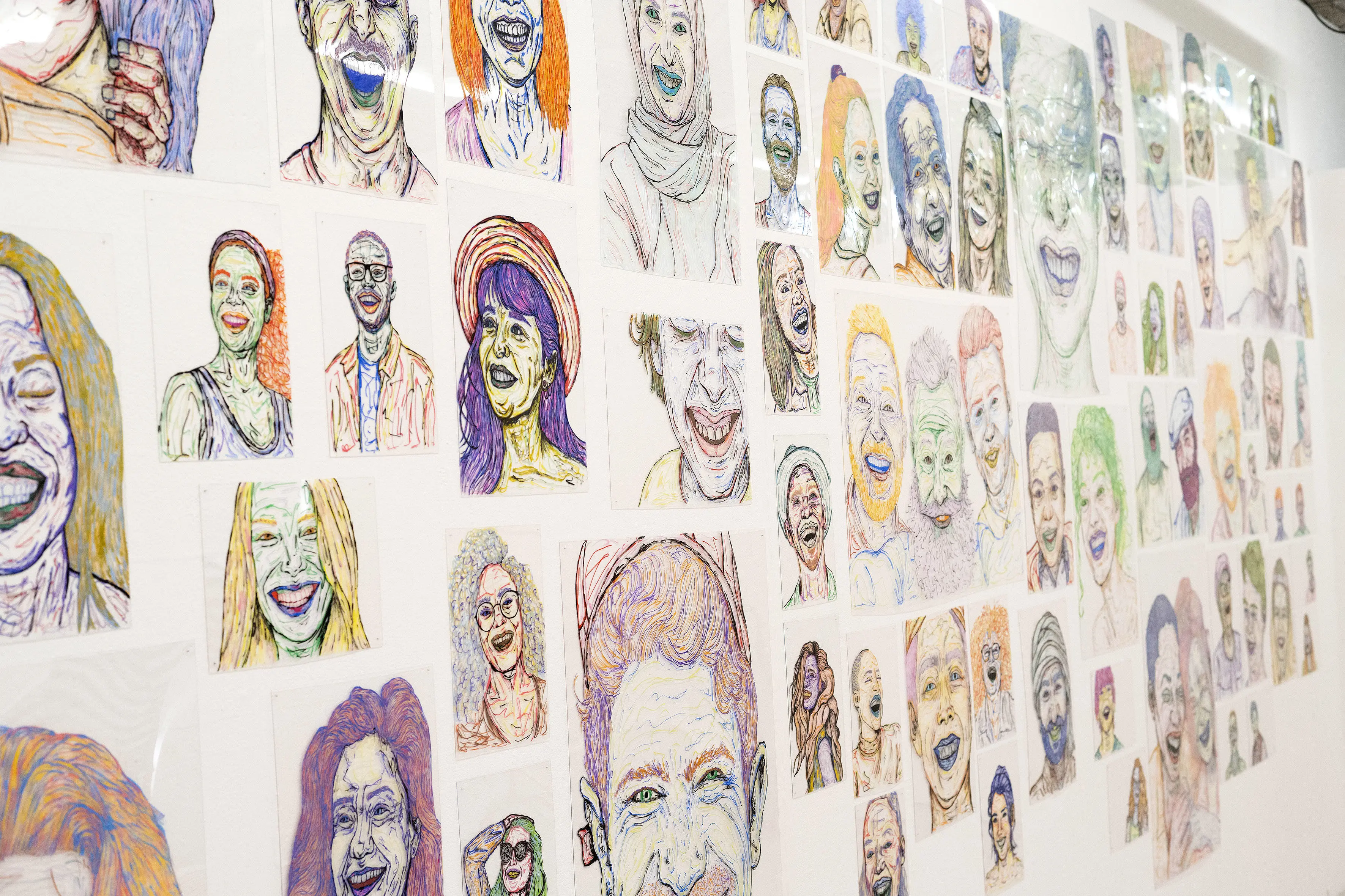 Vibrant face drawings
