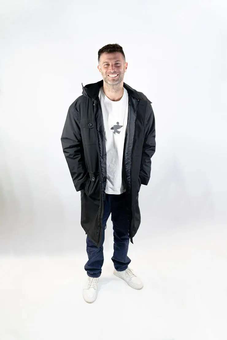 Levitex founder James Leinhardt models the jacket